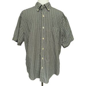 J. Crew Mens Casual Relaxed Fit Cotton Button Down Short Sleeve Plaid Shirt Sz L